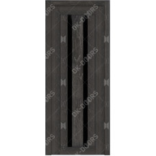 Дверь Д-12 стекло лакобель черная (дуб шале серебро)
