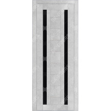 Дверь Д-2 стекло лакобель черная (бетон снежный)