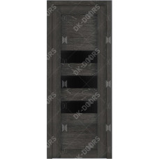Дверь Д-4 стекло лакобель черная (дуб шале серебро)