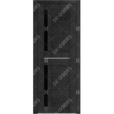 Дверь Д-5 стекло лакобель черная (бетон графит)