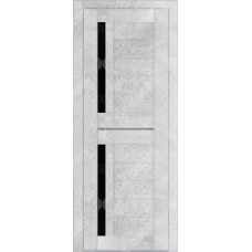 Дверь Д-5 стекло лакобель черная (бетон снежный)