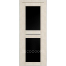 Дверь Д-6 стекло лакобель черная (беленый дуб) 