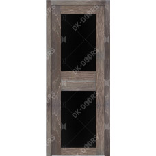 Дверь Д-6 стекло лакобель черная (дуб шале мореный)