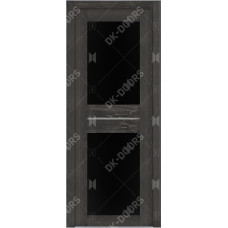Дверь Д-6 стекло лакобель черная (дуб шале серебро)