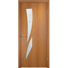 Дверь C2 остекленная сатинато с фьюзингом (миланский орех)