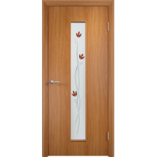 Дверь C17 остекленная сатинато с фьюзингом тюльпан (миланский орех)