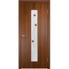 Дверь C17 остекленная сатинато с фьюзингом тюльпан (итальянский орех)