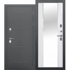 Входная металлическая дверь 11 см ISOTERMA серебро зеркало фацет (эмалит белый)