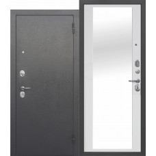 Входная металлическая дверь ГАРДА серебро зеркало (белый ясень)